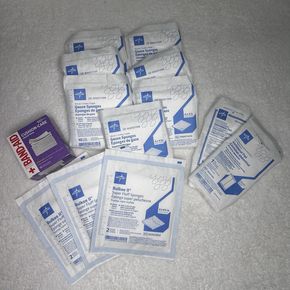Lot of 14 Medical Supplies Wound Care Post Op Gauze Pads Various Sizes 280 Pads